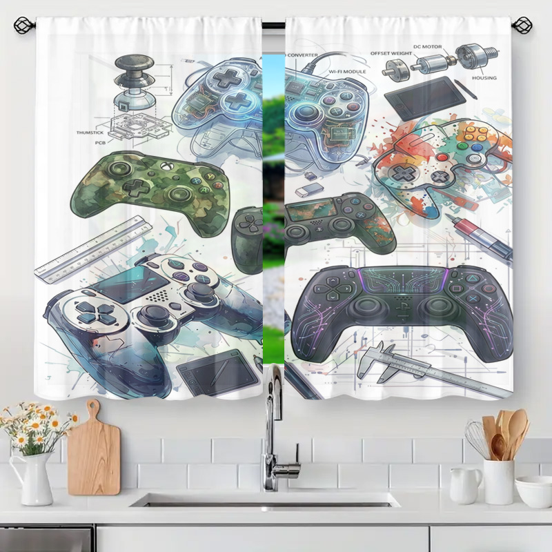Office Tech Room - Blueprint Game Controller Schematic Curtain Panel