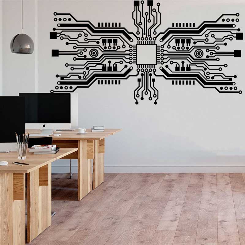 Office Tech Room - Circuit Board Chip Wall Sticker Tech