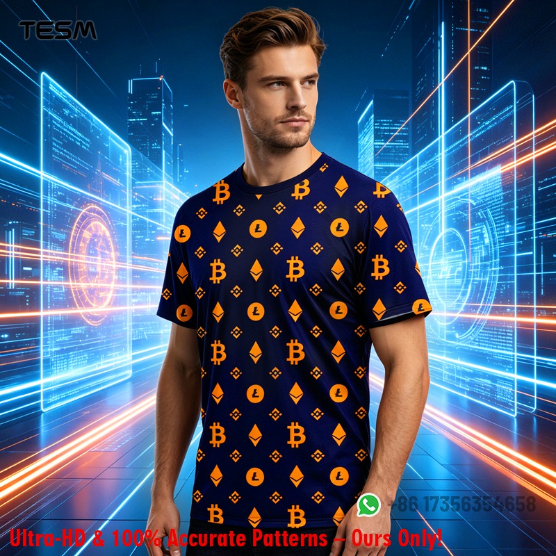 Men Crypto Pattern T-shirt Bit - Office Tech Wear 评论和价格