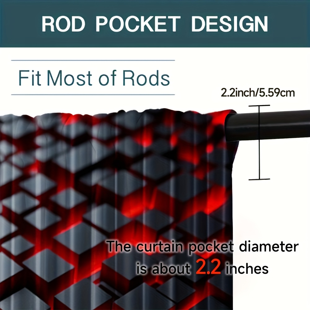 2pcs Geometric Curtains Red Bl - Office Tech Room 评论和价格