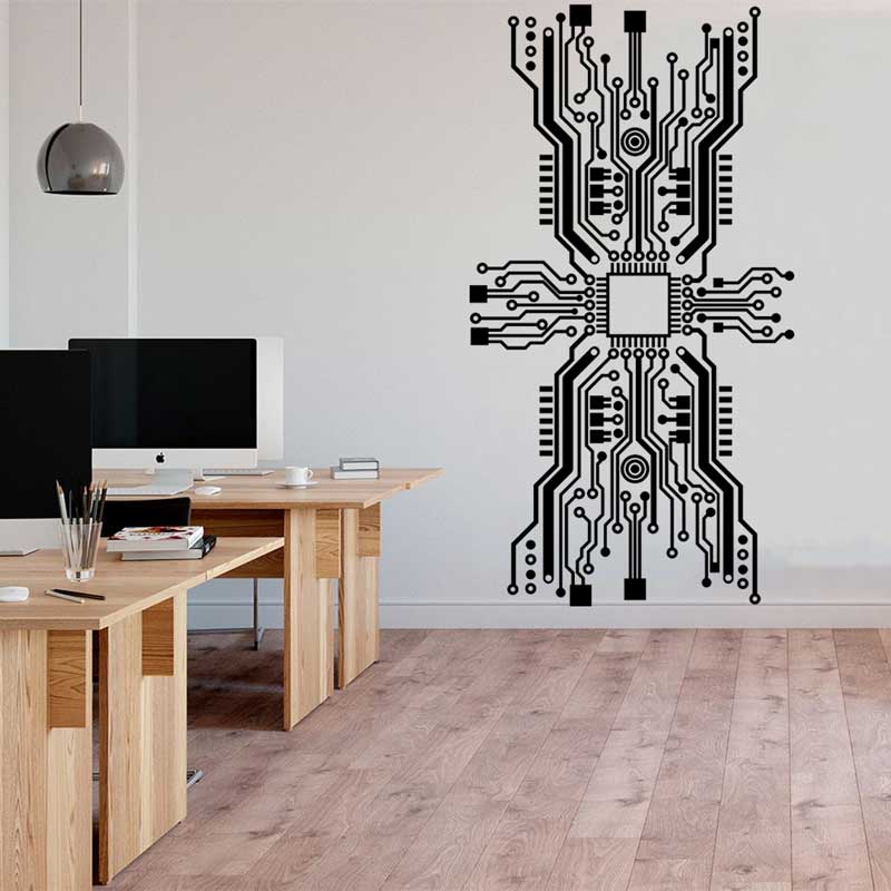 Circuit Board Chip Wall Sticke - Office Tech Room 评论和价格