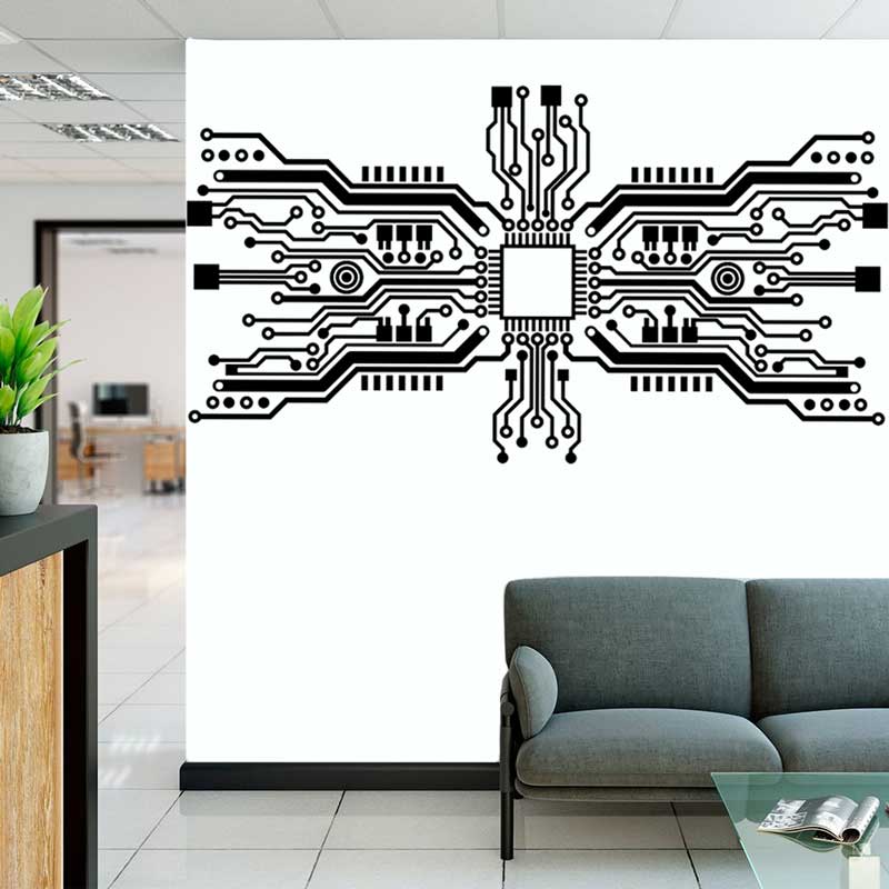 Circuit Board Chip Wall Sticke - Office Tech Room 评论和价格